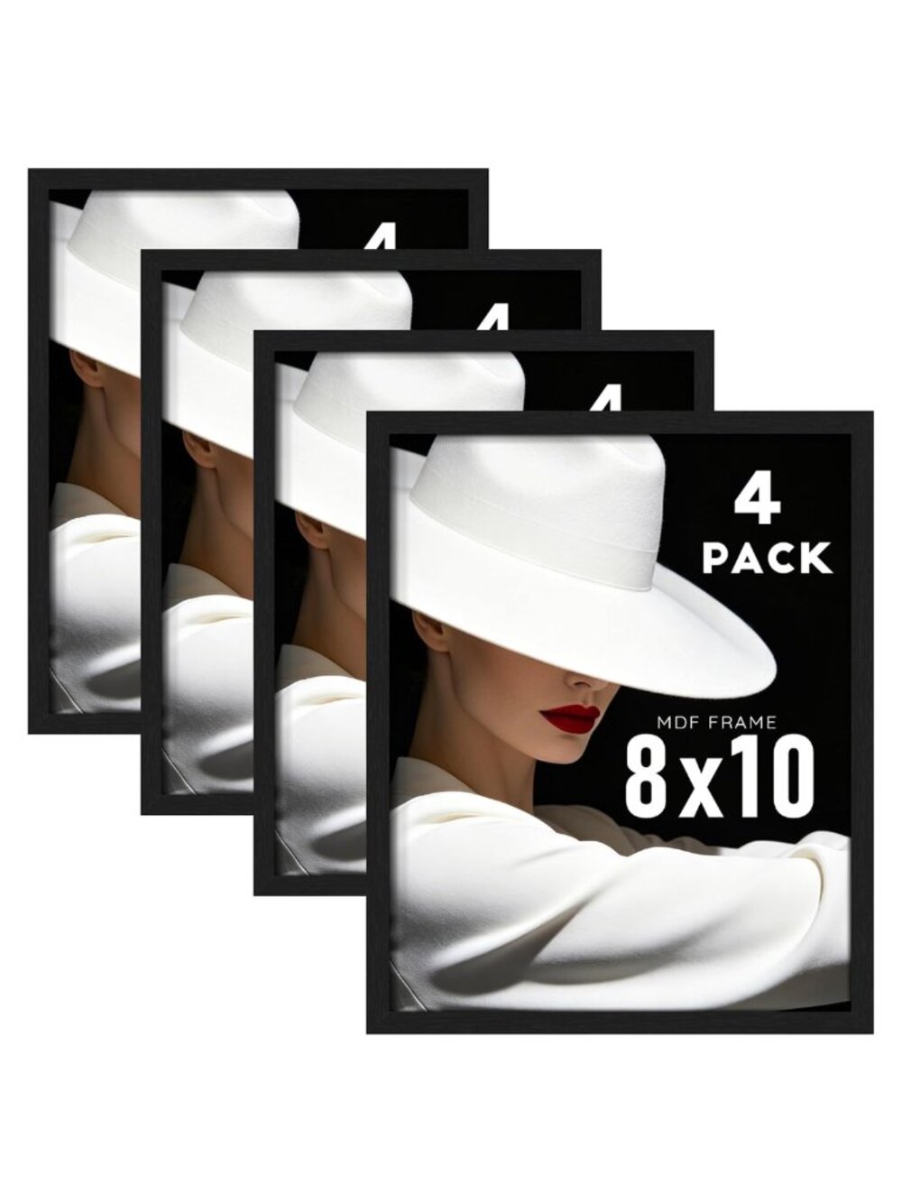 8x10 Picture Frames Set of 4 Slim Engineered Wood Wall Tabletop